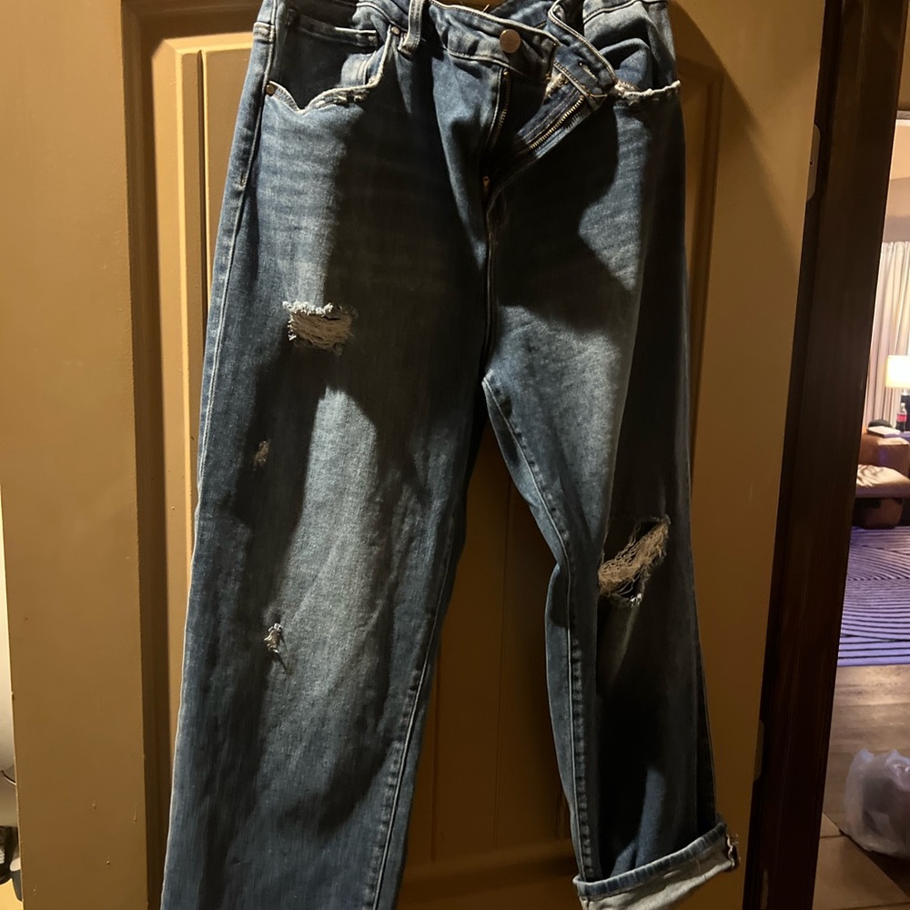 Women's Distressed Blue Boyfriend Jeans